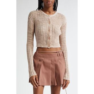 Acne Studios Kiko Rib Linen Blend Cardigan in Dusty Pink at Nordstrom, Size Medium
