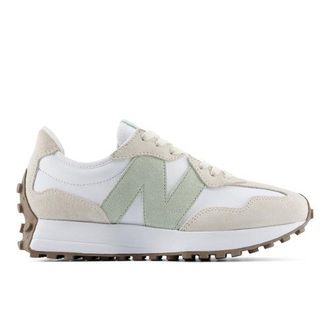 New Balance Womens 327 in Beige/White/Green Suede/Mesh, size 3.5 Narrow