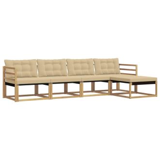 vidaXL Conjunto De Sof&aacute;s De Exterior Con Coj&iacute;n 5 Pcs Y Beige Vidaxl