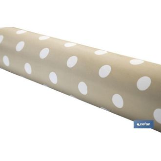 cofan Cofan - Rollo De Mantel Antimanchas De Lunares Beige 1,40 X 20 M