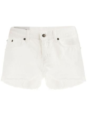 Dondup Denim shorts met logoplakkaat - Wit