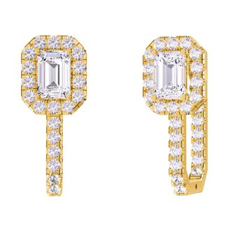 Diamond2Deal 18k Vermeil Plated Silver 3.20 Ct Radiant Cut Lab Grown Diamond Hoop Earrings