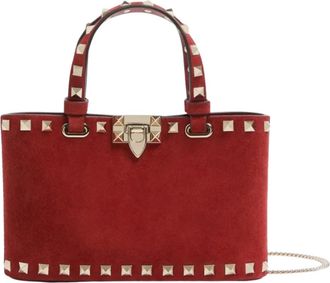 Valentino Garavani Tassen, Dames, Rood, ONE Size, Su&egrave;de, Rockstud Small Shoulder Bag