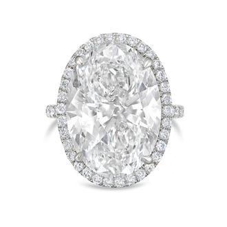 Diana M. Jewels Platinum 5ct lab grown Oval Diamond Halo Pav&eacute; Ring