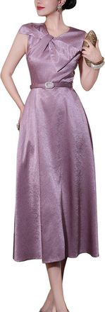 Burryco Purple Solid Midi Dress