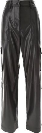 Msgm Faux Leather Cargo Trousers - female - MSGM - Straight Trousers - Black - M - Trousers