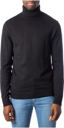 Jack & Jones Heren Gebreide Coltrui - Heren - Coltruien - Zwart - S - Katoen - Truien & Vesten