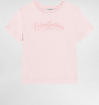 Dolce & Gabbana Jersey T-shirt With Embroidery - Woman Pink 10 Years