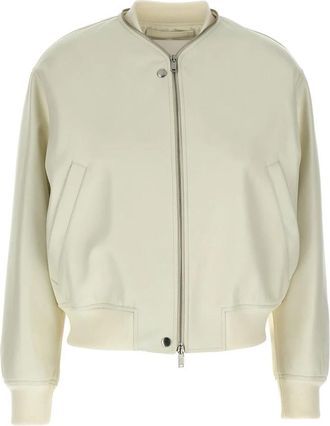Jil Sander Leren Bomberjack - Dames - Bomber jackets - Wit - XS - Jassen