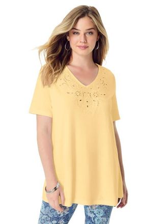 Roaman's Eyelet Swing Tee in Banana at Nordstrom, Size 20