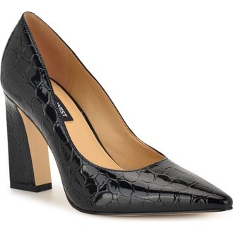 Nine West Tamant Pointed Toe Pump in Black Croc at Nordstrom, Size 8.5