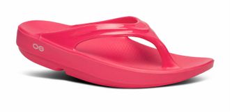 Oofos Womens Oomega Oolala Thong Sandals In Neon Berry
