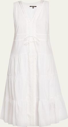 Kobi Halperin Edison Tiered Geo-Embroidered Midi Dress