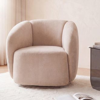 Maisons du monde Sill&oacute;n giratorio de tejido de poli&eacute;ster aterciopelado beige