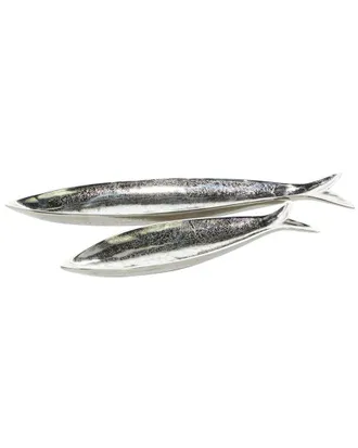CosmoLiving by Cosmopolitan Cosmoliving By Cosmopolitan Set Of 2 Silver Aluminum Fish Decor
