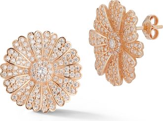Glaze Jewelry Sterling Silver Pave Flower Studs