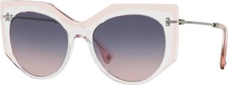 Valentino Sunglasses, female, Pink, 53 MM, Crystal Blue Rose Sunglasses