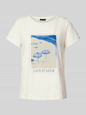 More & More More & More T-Shirt mit geripptem Rundhalsausschnitt in Offwhite, Gr&ouml;&szlig;e 42