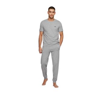 HUGO BOSS Heren T-shirt met ronde hals en korte mouwen in mix-and-match-stijl (Medium Grijs)