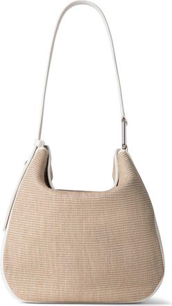 Akris Medium Anna Raffia Hobo Bag in Nature/White at Nordstrom