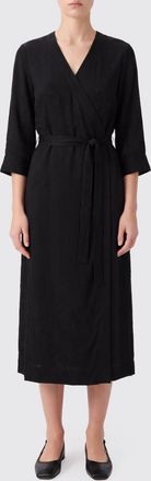 Uma Wang Midi Wrap Dress in Viscose Blend with Long Sleeves