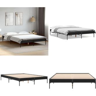 vidaXL Giroletto Nero 140x200 cm in Legno Multistrato e Metallo - Letto in legno - Letto in metallo