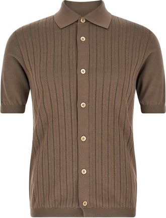 Brunello Cucinelli Brown Operated Ribbed Shirt