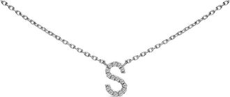House of Brilliance 10K White Gold Diamond Accent A-Z Block Initial Pendant Necklace in White Gold | S at Nordstrom