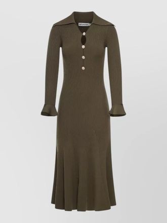 Self Portrait ribbed midi dress keyhole front collar