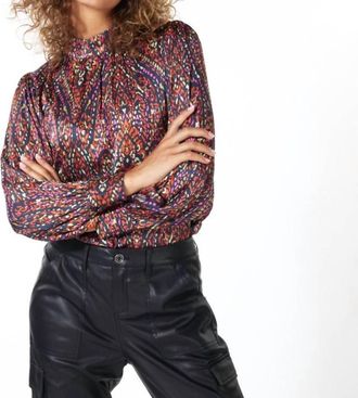 Esqualo Gathered Collar Blouse In Rewilding