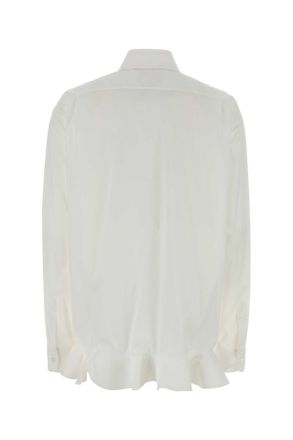 Moschino Womens White Stretch Poplin Shirt Fantasia Bianco Exterior: Cotton Elastane Camicie