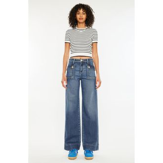 Kancan Luka High Rise Wide Leg Jeans in Dark Wash at Nordstrom, Size 30