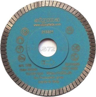 Sigma Disco De Diamante 75b Para Corte Seco Y 115mm Foro 22,2 Mm Espesor 1,3 Mm