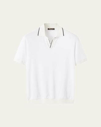 Loro Piana Mens Tremezzo Cotton Johnny Collar Polo Sweater
