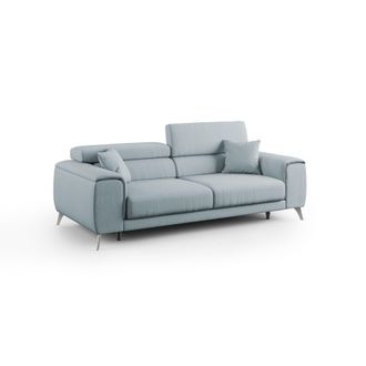 Divani.Store Fusion Sof&aacute; Con Asientos Deslizantes En Tela Suave Antimanchas 185 Cm Azul Claro