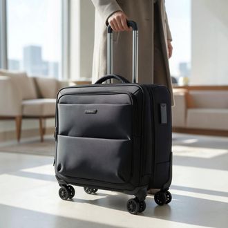 Infinity Leather 18 laptoptrolley zwart, 1680D polyester, 4 wielen, zakelijke tas