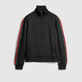 Gucci Shiny Technical Jersey Zip Jacket, Size XXXL, Black, Ready-to-wear