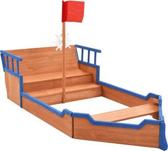 vidaXL Vidaxl - Arenero En Forma De Barco Pirata Madera De Abeto 190x94,5x101cm