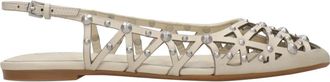 Ash Studded Leren Cut-Out Puntige Neus Schoenen - Dames - Ballerinas - Beige - 36 EU - Schoenen