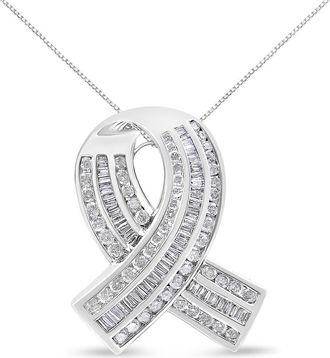 House of Brilliance 14K White Gold 2 5/8 Cttw Diamond Awareness Ribbon Pendant - Chain Not Included at Nordstrom
