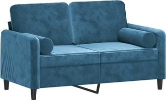 vidaXL Sof&aacute; De 2 Plazas Con Cojines Terciopelo Azul 120 Cm Vidaxl