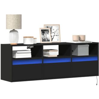vidaXL Vidaxl - Mobile tv a Parete con Luci led Nero 130x31x45 cm