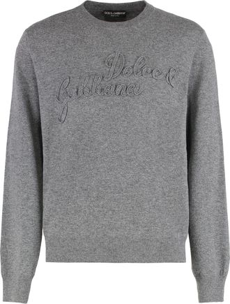 Dolce & Gabbana Mens Virgin Wool Crew-neck Sweater - Grey - Size EU 48 (Mens)