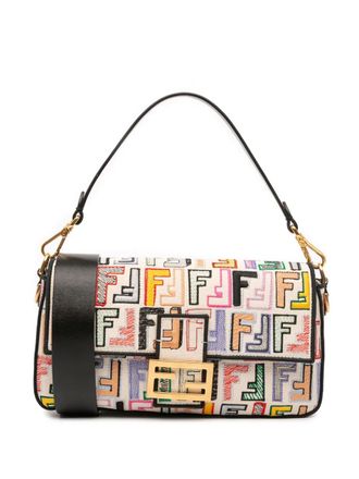 Fendi 2010-2025 Chinese Valentines Day Zucca Embroidered Canvas Baguette satchel - women - Calf Leather/Canvas - One Size - Brown