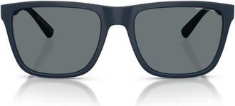 Emporio Armani AX Armani Exchange 57mm Square Sunglasses in Matte Navy Blue /Dark Blue at Nordstrom
