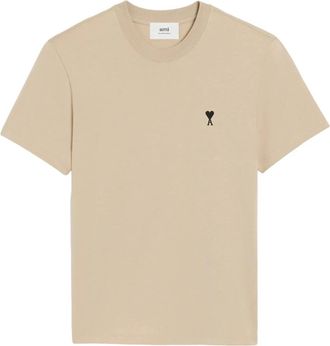Ami Le Tee Ami de Coeur Contrasted - Heren - T-shirts - Beige - S - Katoen - Tops