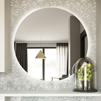 OEM Specchio Luminoso Senza Bordi, Illuminazione A Led + Interruttore A Sensore Specchio Luminoso Senza Bordi, 60 Cm, Luce Fredda + Interruttore A Sensore