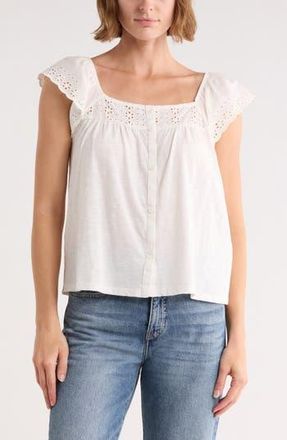 Lucky Brand Cap Sleeve Button-Up Top in Gardenia at Nordstrom Rack, Size X-Small