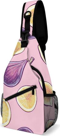 Generic Figs Pattern Mens Crossbody Chest Sling Bag for Travel Hiking Lightweight Shoulder Bags with Small Side