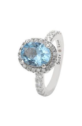 Suzy Levian Sterling Silver Oval Cut Blue CZ Engagement Ring at Nordstrom Rack, Size 5.5
